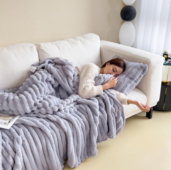 Soft Bubble Velvet Rabbit Fur Blanket