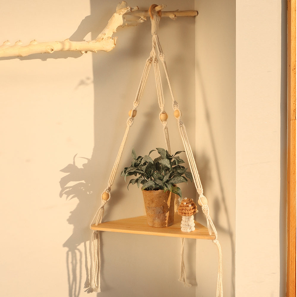Macrame Hanging Shelves Boho Bedroom Plant Holder & Home Decor