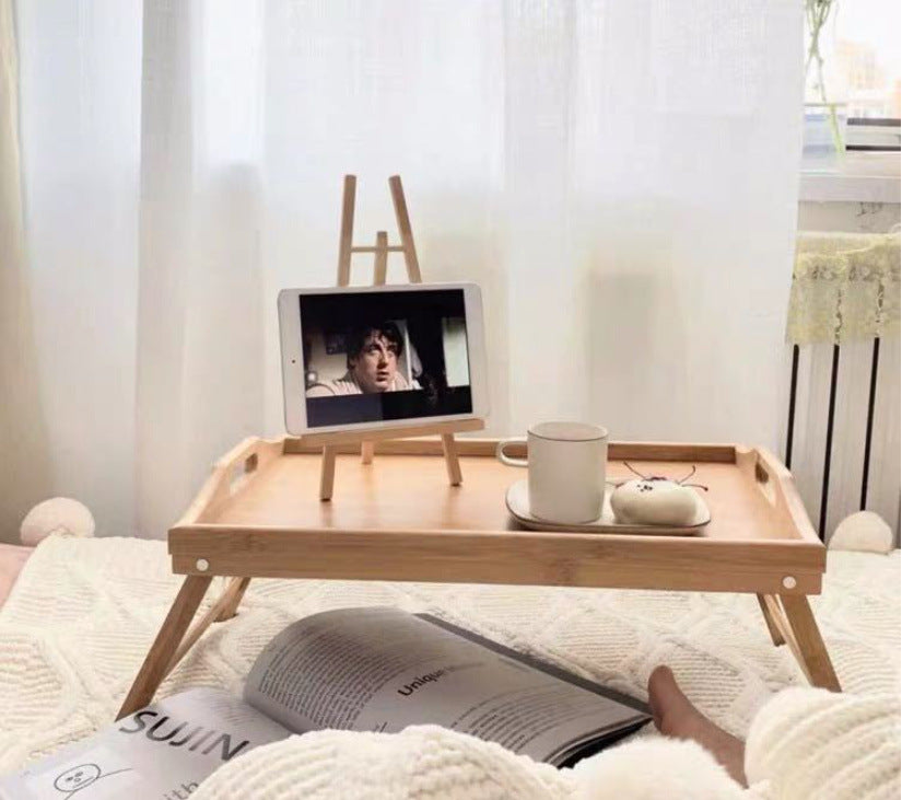 Portable Solid Wood Bed Table Tray
