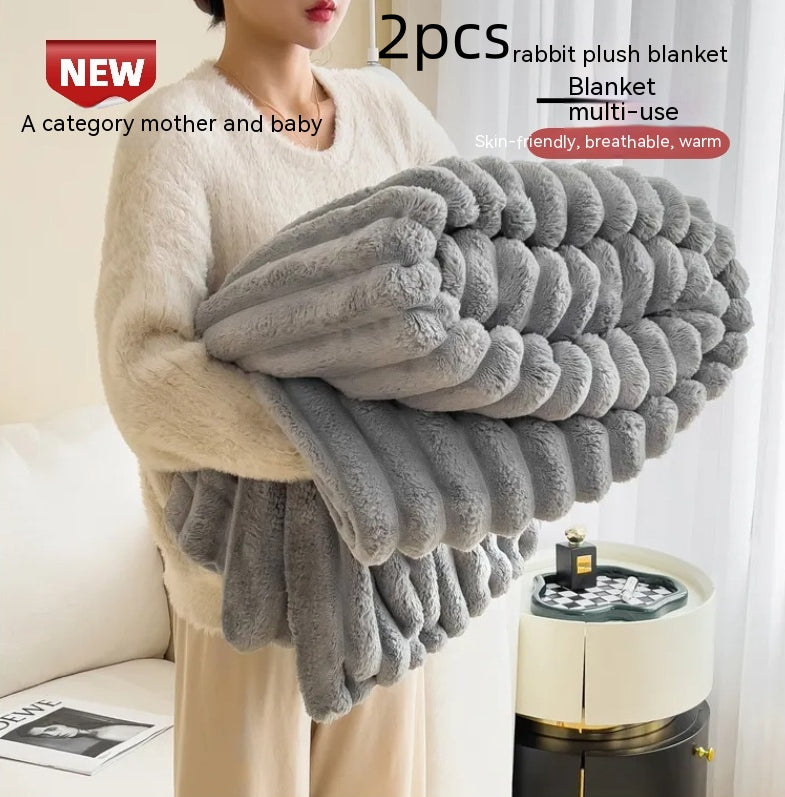 Soft Bubble Velvet Rabbit Fur Blanket