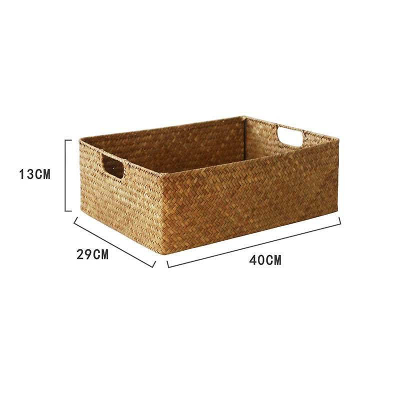 Straw Woven Rectangular Storage Baskets for Home Decor