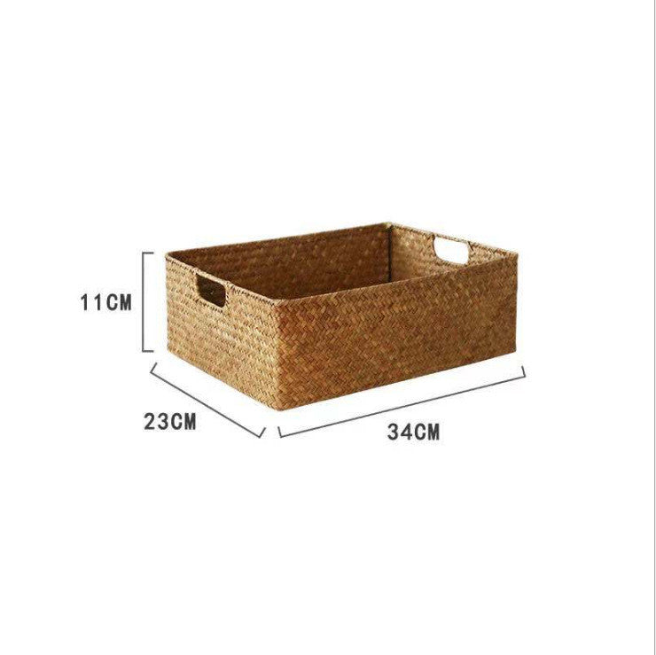 Straw Woven Rectangular Storage Baskets for Home Decor
