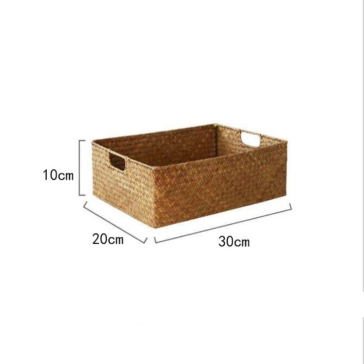 Straw Woven Rectangular Storage Baskets for Home Decor