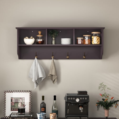 Espresso Wooden Wall-Mounted Coat Rack