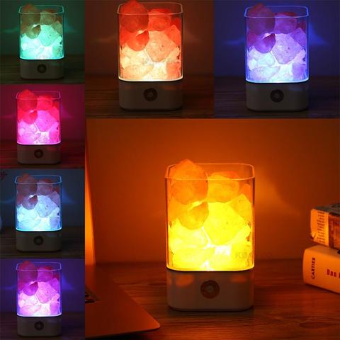 USB Himalayan Salt Lamp Crystal LED Night Light for Home Decor