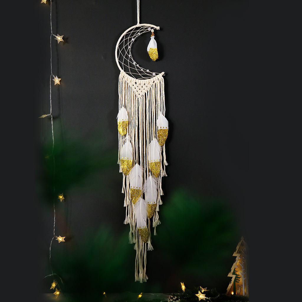 Gold Crescent Dreamcatcher Boho Home Decor