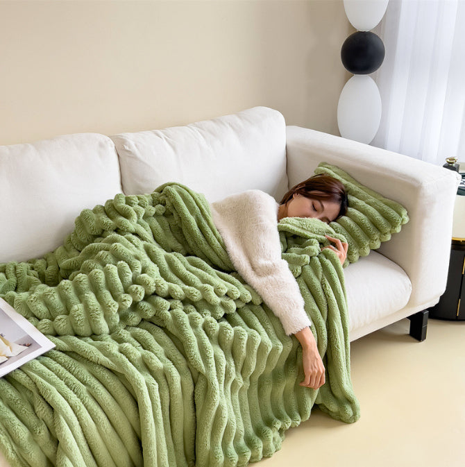 Soft Bubble Velvet Rabbit Fur Blanket