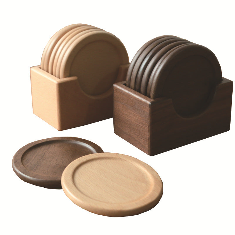 Japanese-Style Wooden Coaster Set for Home