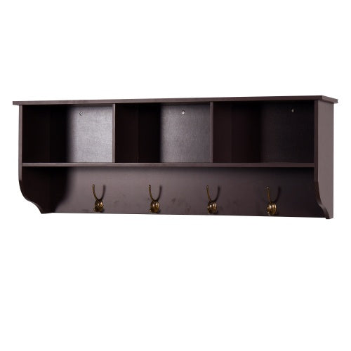 Espresso Wooden Wall-Mounted Coat Rack
