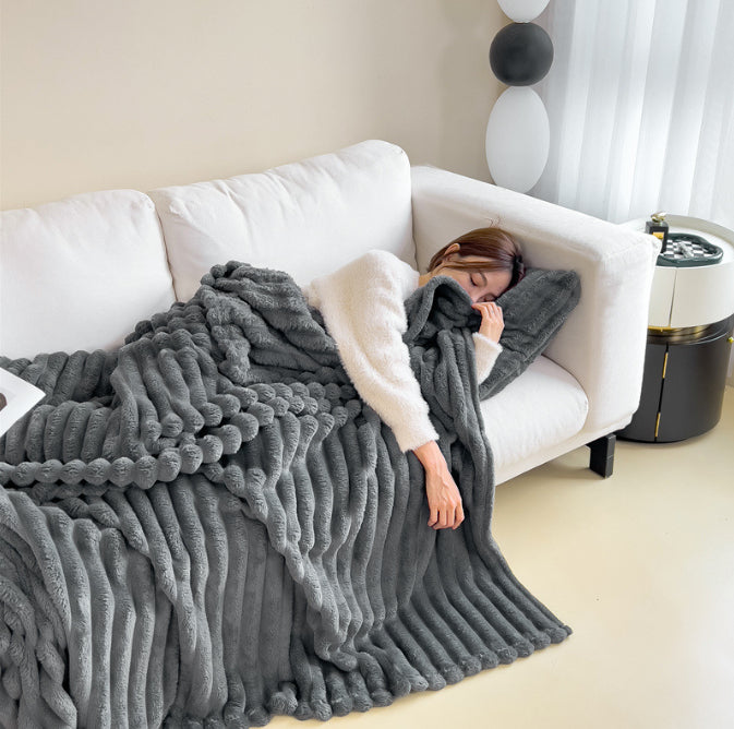 Soft Bubble Velvet Rabbit Fur Blanket