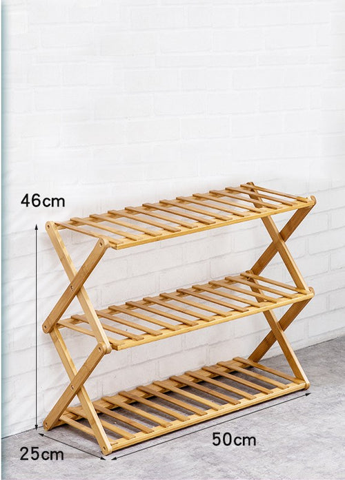 Bamboo Flower Stand 4-Layer Foldable Plant Rack