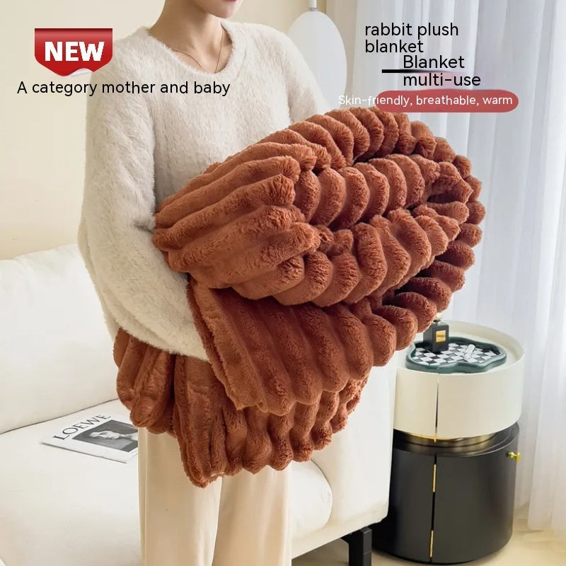 Soft Bubble Velvet Rabbit Fur Blanket
