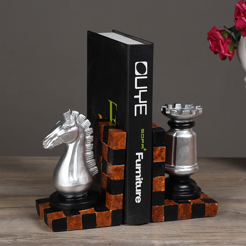 European-Style Resin Chess Bookends