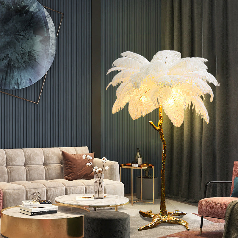 Feather Bedside Lamp Copper Floor Lamp for Home Decor