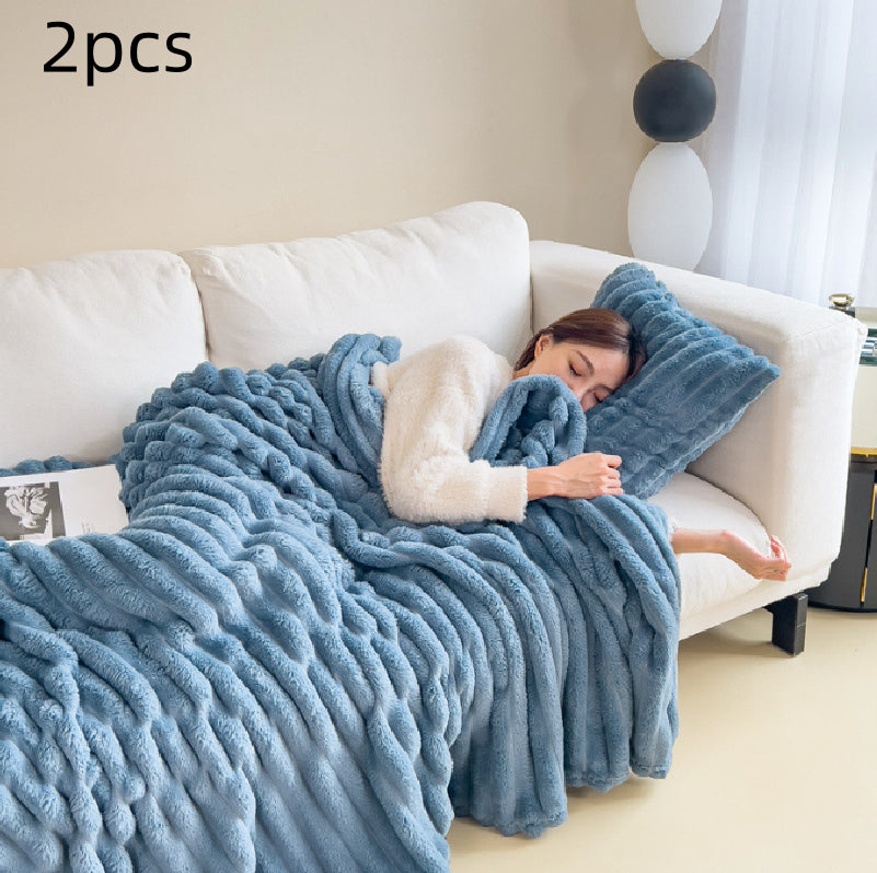 Soft Bubble Velvet Rabbit Fur Blanket