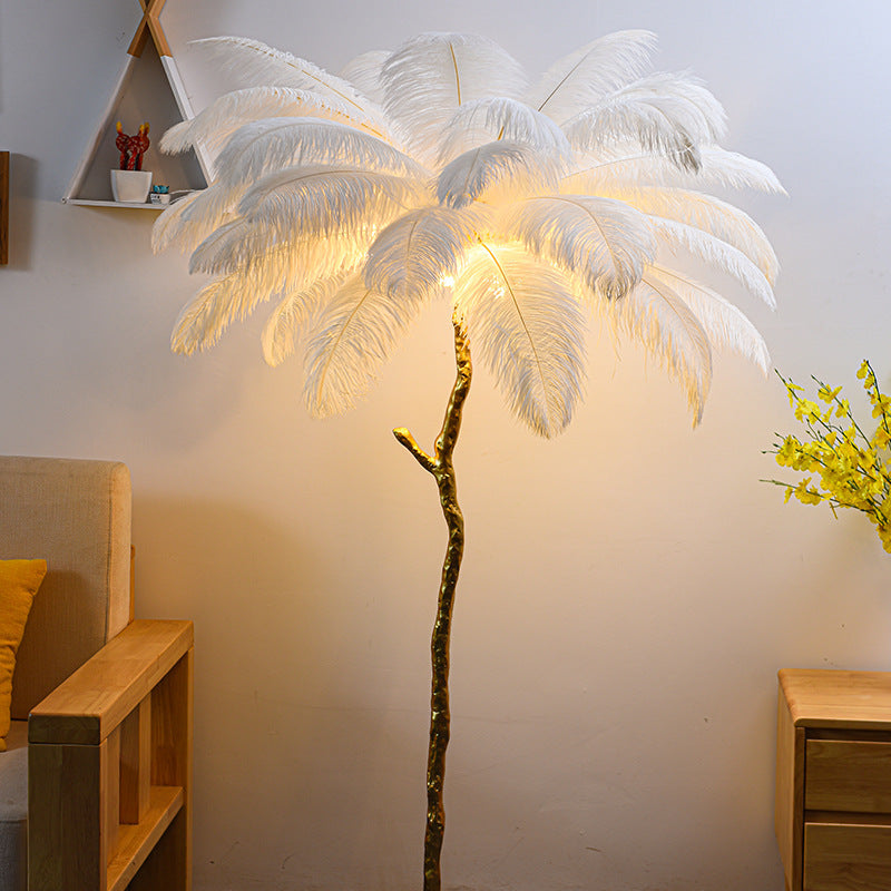 Feather Bedside Lamp Copper Floor Lamp for Home Decor