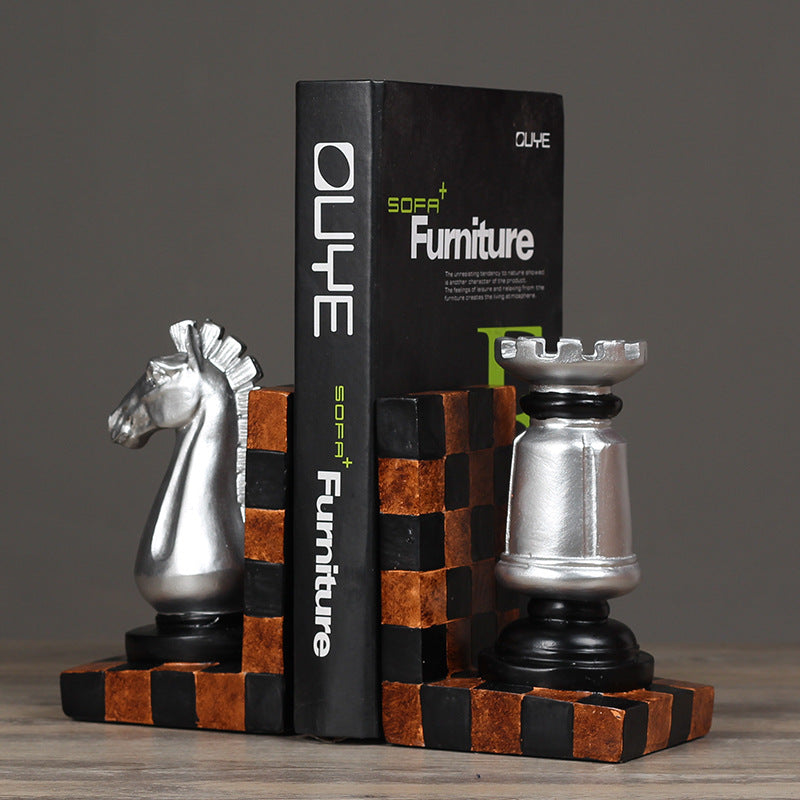 European-Style Resin Chess Bookends