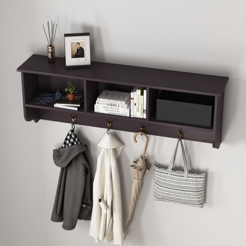 Espresso Wooden Wall-Mounted Coat Rack