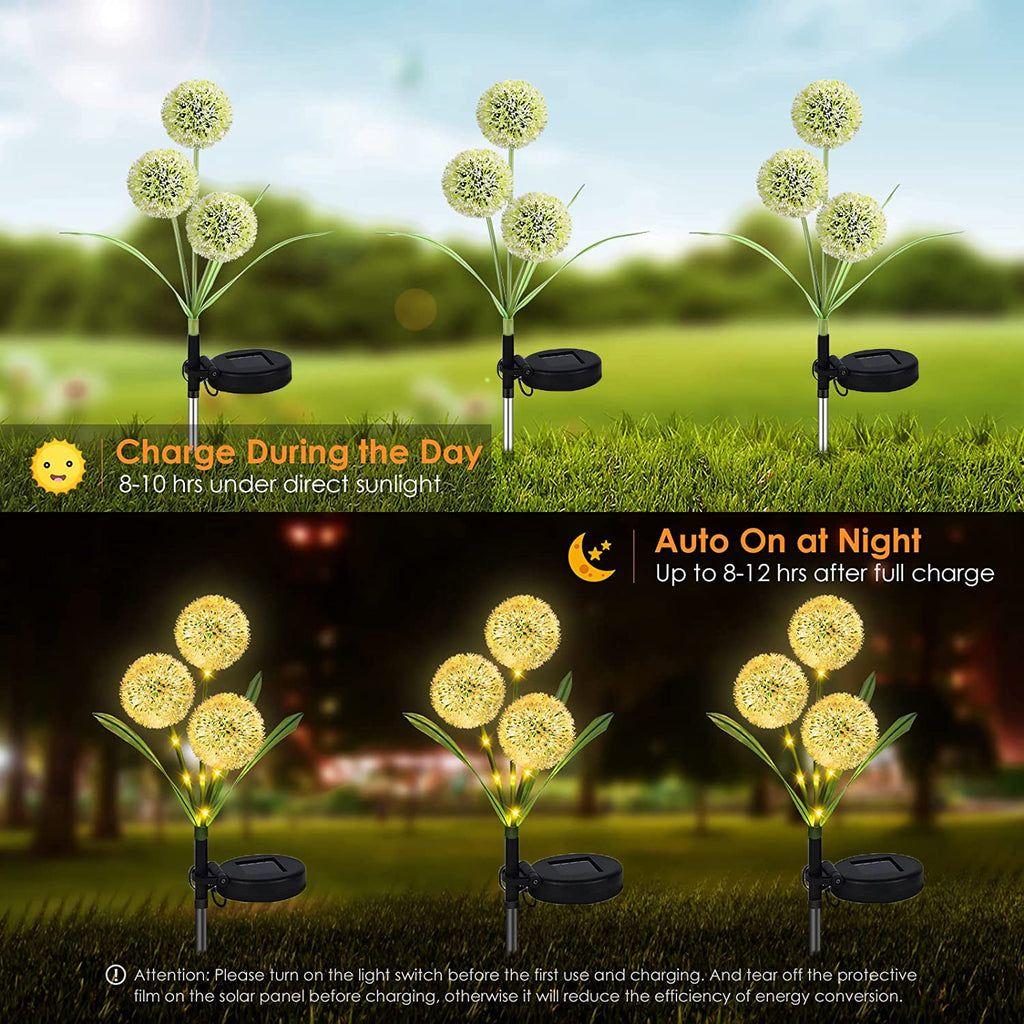 Outdoor Solar Dandelion Lantern 3 LED Garden Pathway