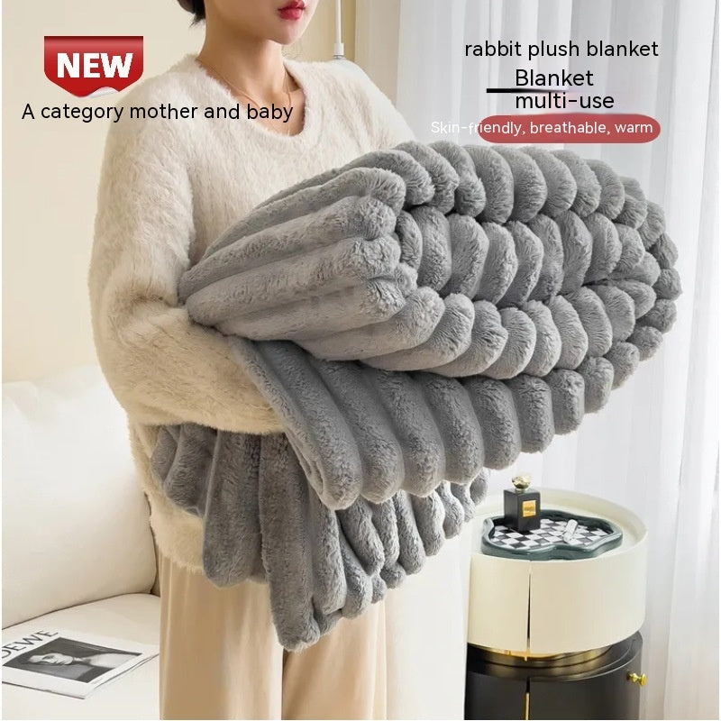 Soft Bubble Velvet Rabbit Fur Blanket