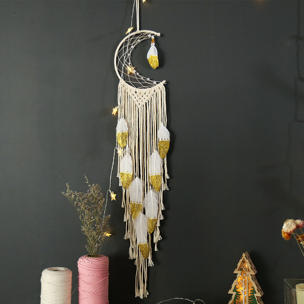 Gold Crescent Dreamcatcher Boho Home Decor