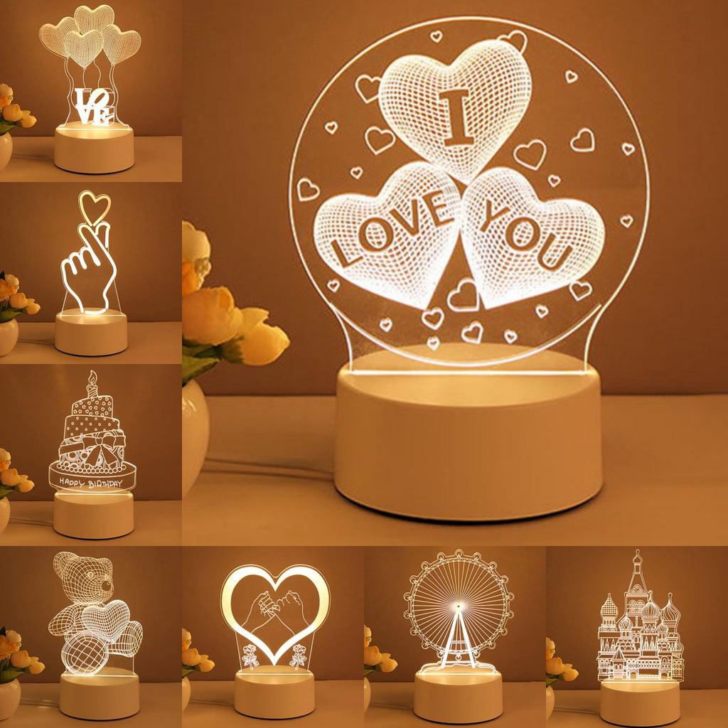 3D Acrylic USB LED Night Lamp for Home Gifts