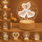 3D Acrylic USB LED Night Lamp for Home Gifts