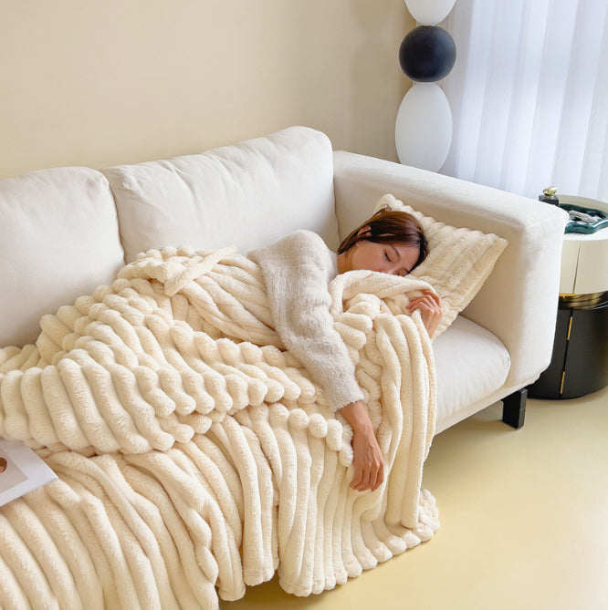 Soft Bubble Velvet Rabbit Fur Blanket