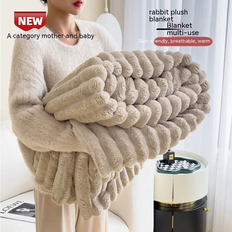Soft Bubble Velvet Rabbit Fur Blanket