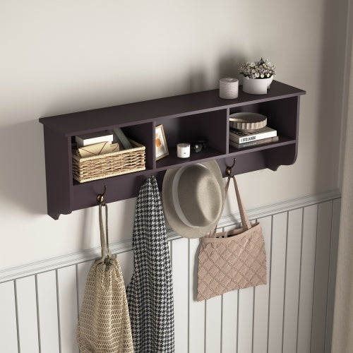 Espresso Wooden Wall-Mounted Coat Rack