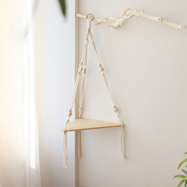 Macrame Hanging Shelves Boho Bedroom Plant Holder & Home Decor