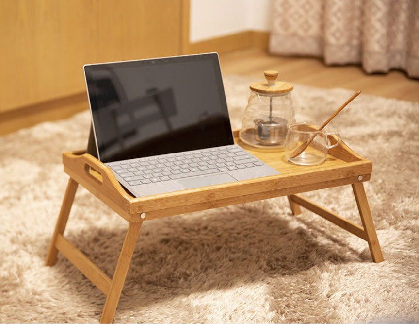 Portable Solid Wood Bed Table Tray