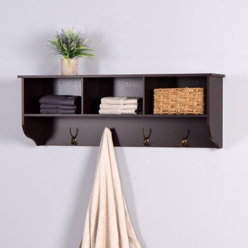 Espresso Wooden Wall-Mounted Coat Rack
