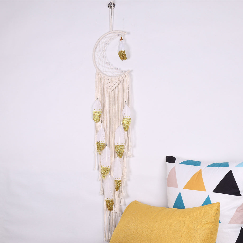 Gold Crescent Dreamcatcher Boho Home Decor