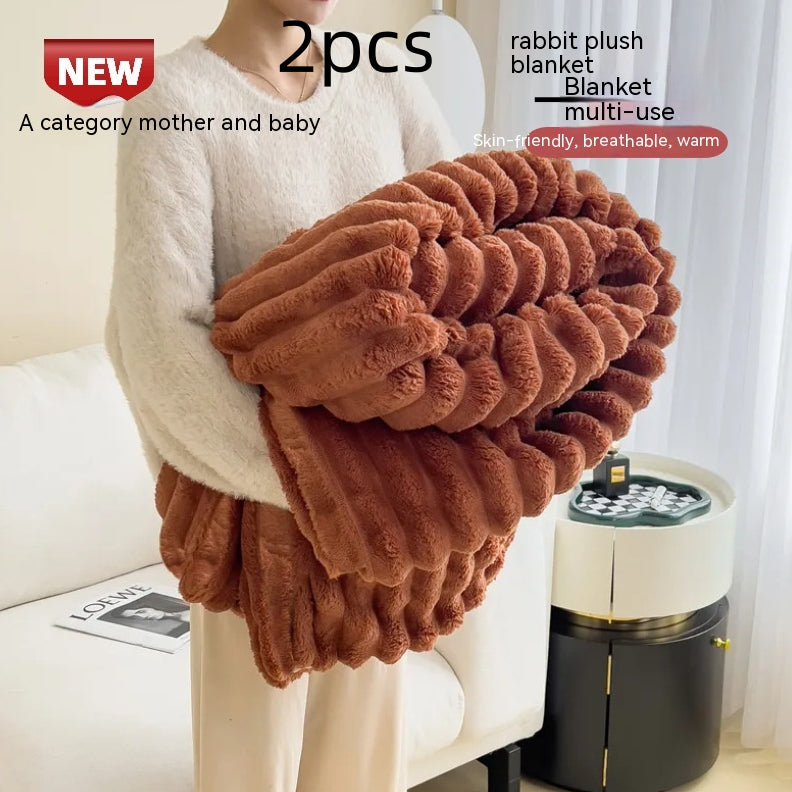 Soft Bubble Velvet Rabbit Fur Blanket
