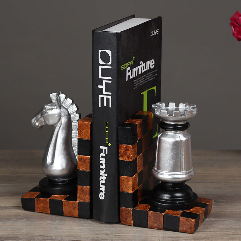 European-Style Resin Chess Bookends