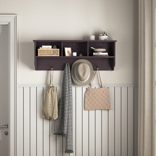 Espresso Wooden Wall-Mounted Coat Rack
