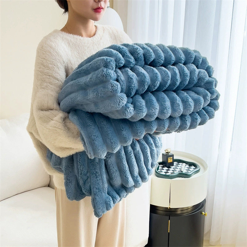 Soft Bubble Velvet Rabbit Fur Blanket